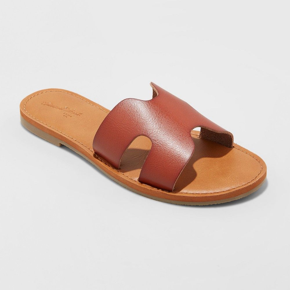 Women's Jenny Slide Sandals - Universal Thread Brown 6 | Target