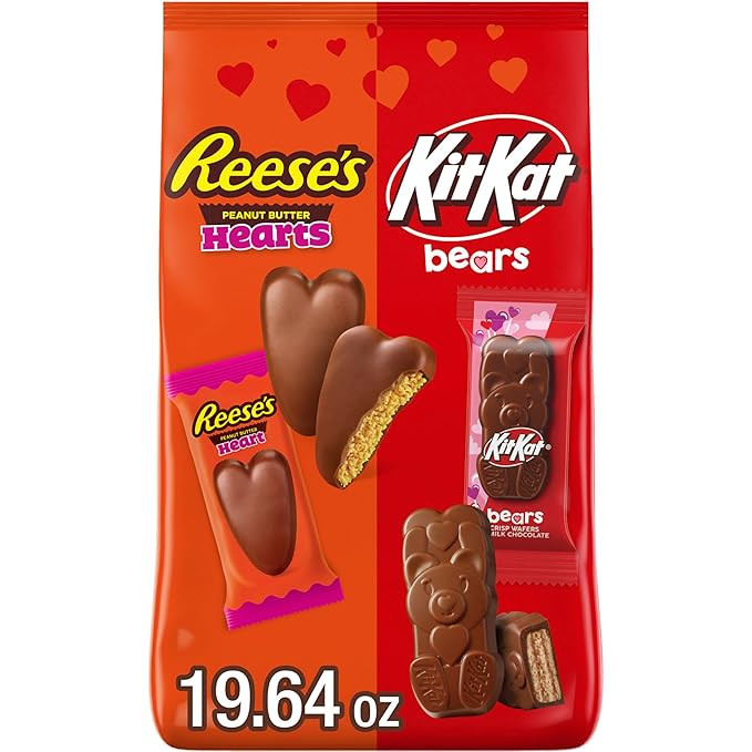 REESE'S and KIT KAT Assorted Milk Chocolate, Valentine's Candy Bag, 19.64 oz | Amazon (US)