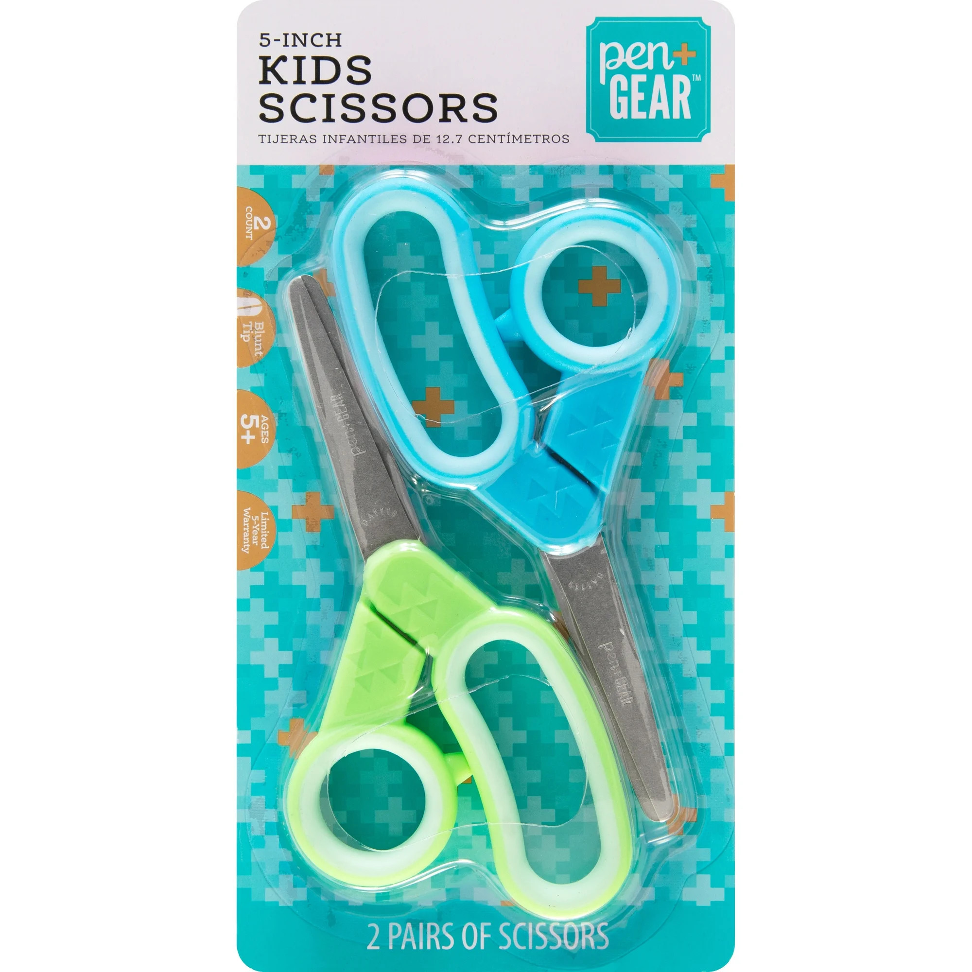 Pen + Gear 5" Blunt 2pk, Kids Scissors, Blue & Green, 153510-1004 | Walmart (US)