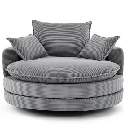 360° Swivel Chair With Dual - Layer Cushion, 3 Removable Pillows, Smooth Rotation And Easy To Assemble Design, 57.5", Grey Comfort Oriented Round 38 I | Wayfair North America