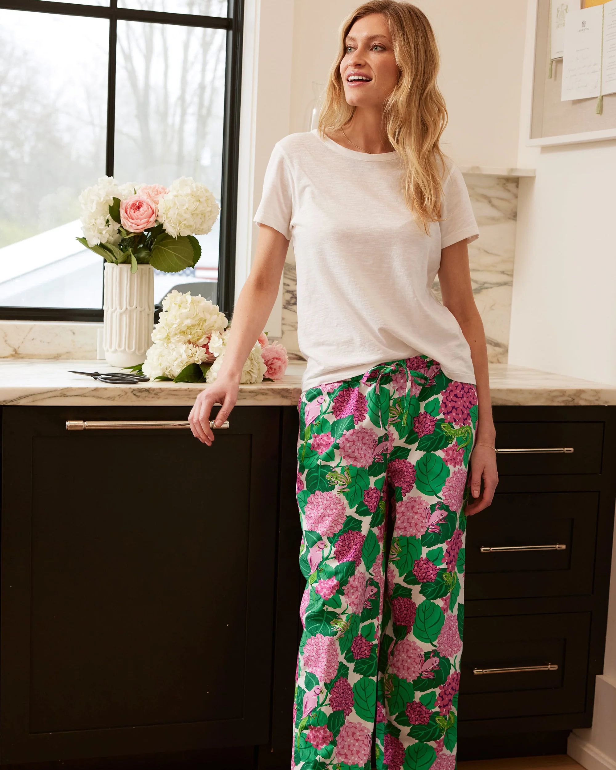 Secret Garden - Pajama Pants - Pink Hydrangea | Printfresh