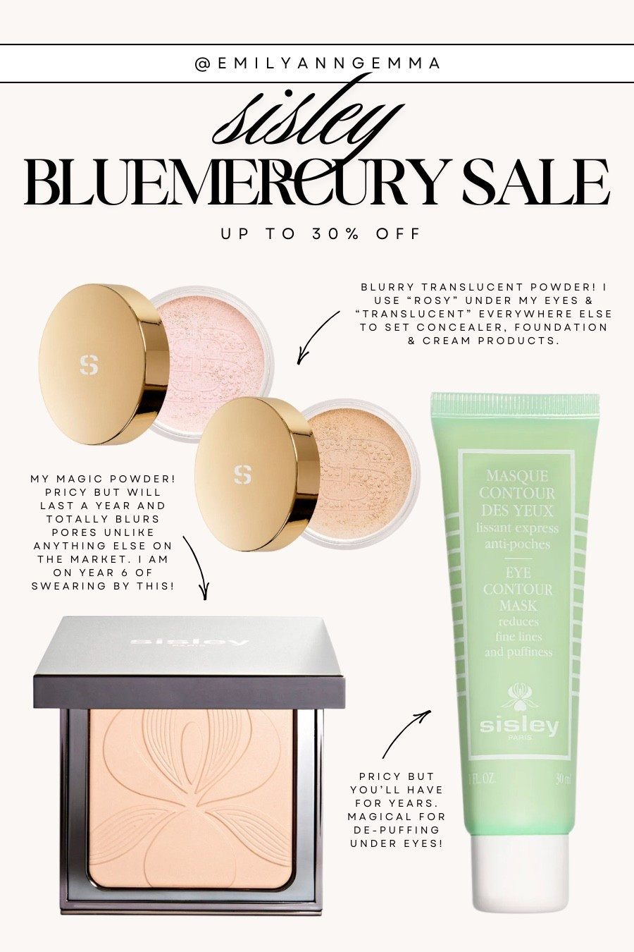 Sisley at Bluemercury is up to 30% off! Treat yourself to the blurring translucent powder everyone loves and the magical under-eye depuffer that works instantly 👀💫

#LTKSaleAlert #LTKBeauty