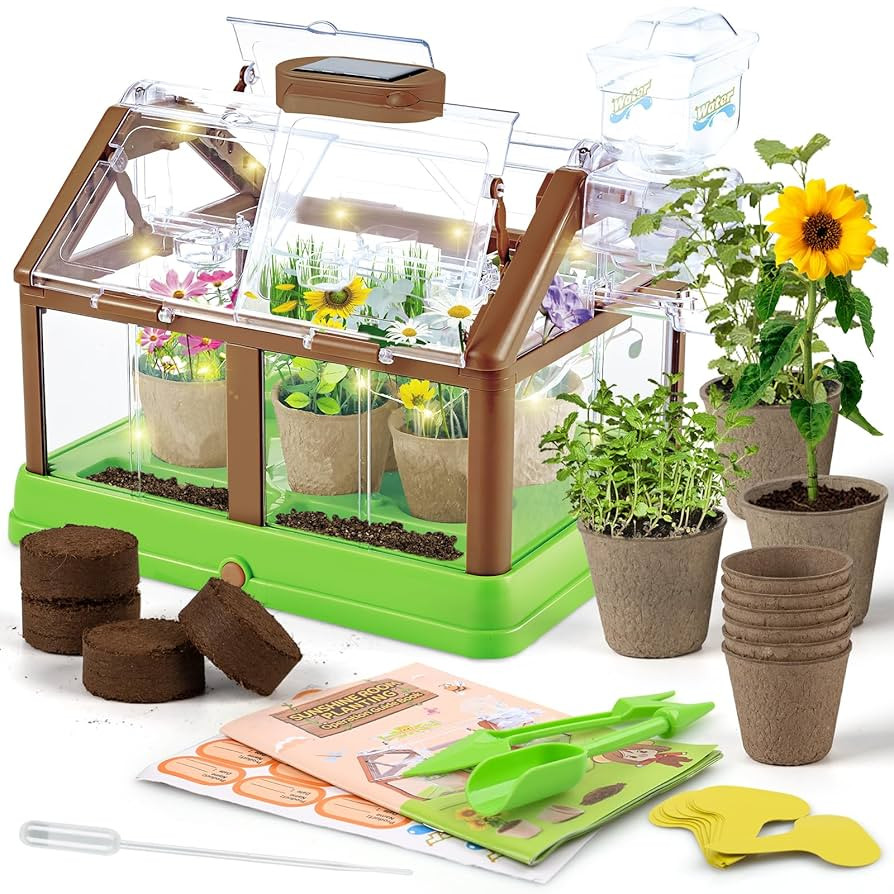 Kids Plant Growing Kit - Kids Greenhouse & Flower Growing Kit with Upgraded Irrigation & Grow Lig... | Amazon (US)