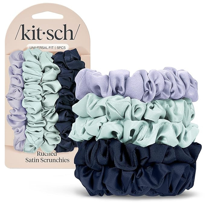 Kitsch Ruched Satin Scrunchies for Women - No Crease, Frizz-Free Sleep | Softer Than Silk Scrunch... | Amazon (US)