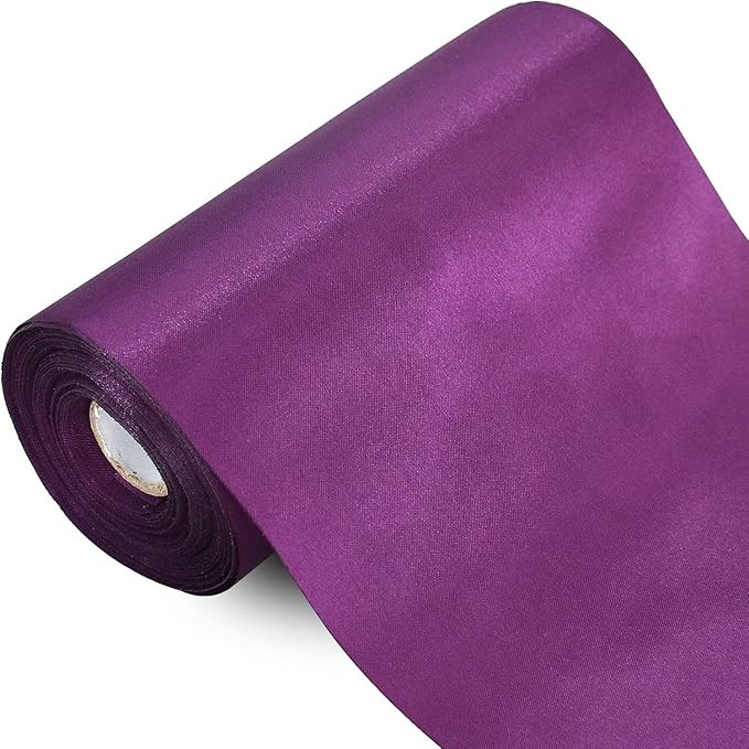 TONIFUL 6 inch x 22yd Wide Purple Satin Ribbon Solid Fabric Large Ribbon for Grand Opening Cuttin... | Amazon (US)