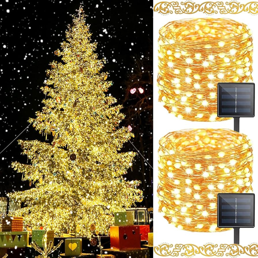 BHCLIGHT Solar String Lights Outdoor, 2 Pack 80FT 200 LED Solar Outdoor Christmas Lights, Waterpr... | Amazon (US)
