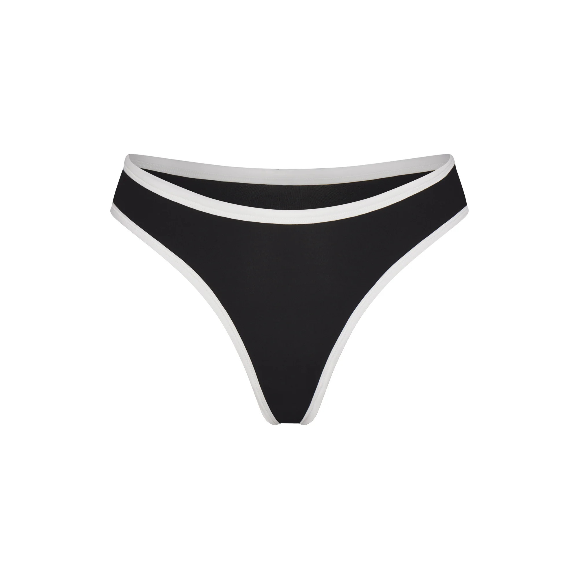 FITS EVERYBODY CONTRAST TRIM DIPPED FRONT THONG | ONYX | SKIMS (US)
