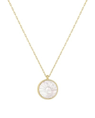 gorjana - Sunset Etched Necklace 19"-21" - 18k Gold-Plated - Mother of Pearl Pendant, Adjustable Chain - Layering Necklaces - Ideal Gifting Packaging | Amazon (US)