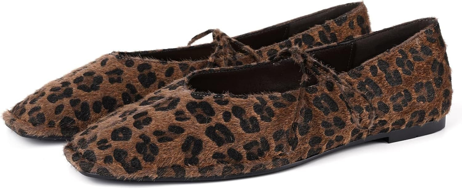 Ballet Flats for Women Square Toe Mary Jane Shoes | Amazon (US)