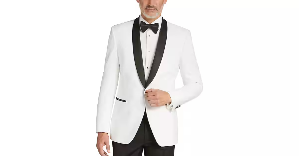 Egara Slim Fit Shawl Lapel Dinner Jacket, White - Men's Suits | Men's Wearhouse | The Men's Wearhouse