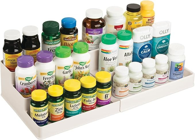 mDesign Plastic Expandable 3-Tier Shelf Rack Organizer - Storage for Bathroom Vanity, Cabinet, Cu... | Amazon (US)