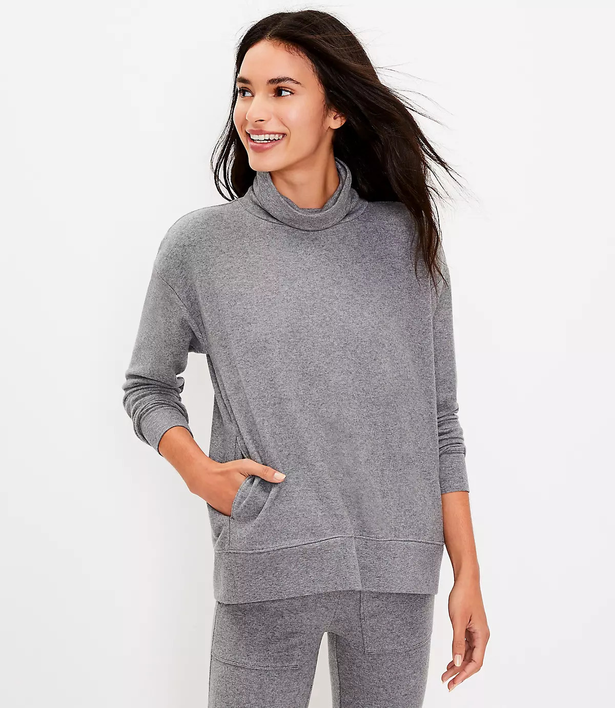 Lou & Grey Brushed Up Turtleneck Pocket Top | LOFT | LOFT