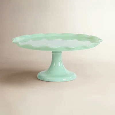 Martha Stewart Highbrook 11" Handmade Jadeite Glass Cake Stand - Ruffle Trim | Wayfair North America