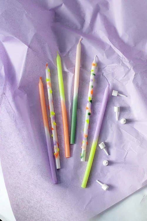Set of 6 Colorful Cake Candles | Thimblepress