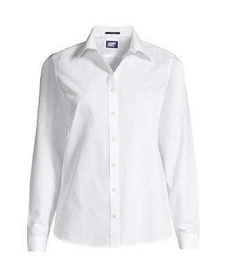 Lands' End Plus Size No Iron Button Front Shirt - Macy's | Macy's
