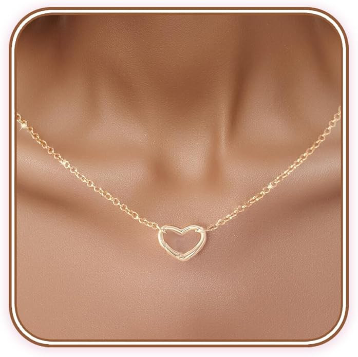 Gold Necklace for Women, 14K Gold Plated Toggle Clasp Paperclip Circle Chain Heart Necklace, Cuba... | Amazon (US)