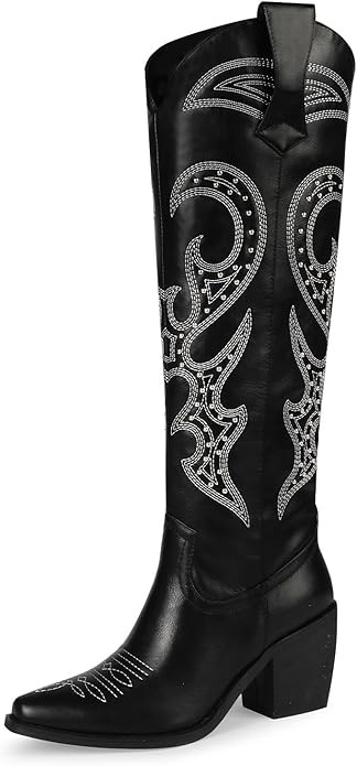 wetkiss Cowboy Boots for Women Knee High, Cowgirl Boots Women Rhinestone Comfort Fashion Tall Spa... | Amazon (US)