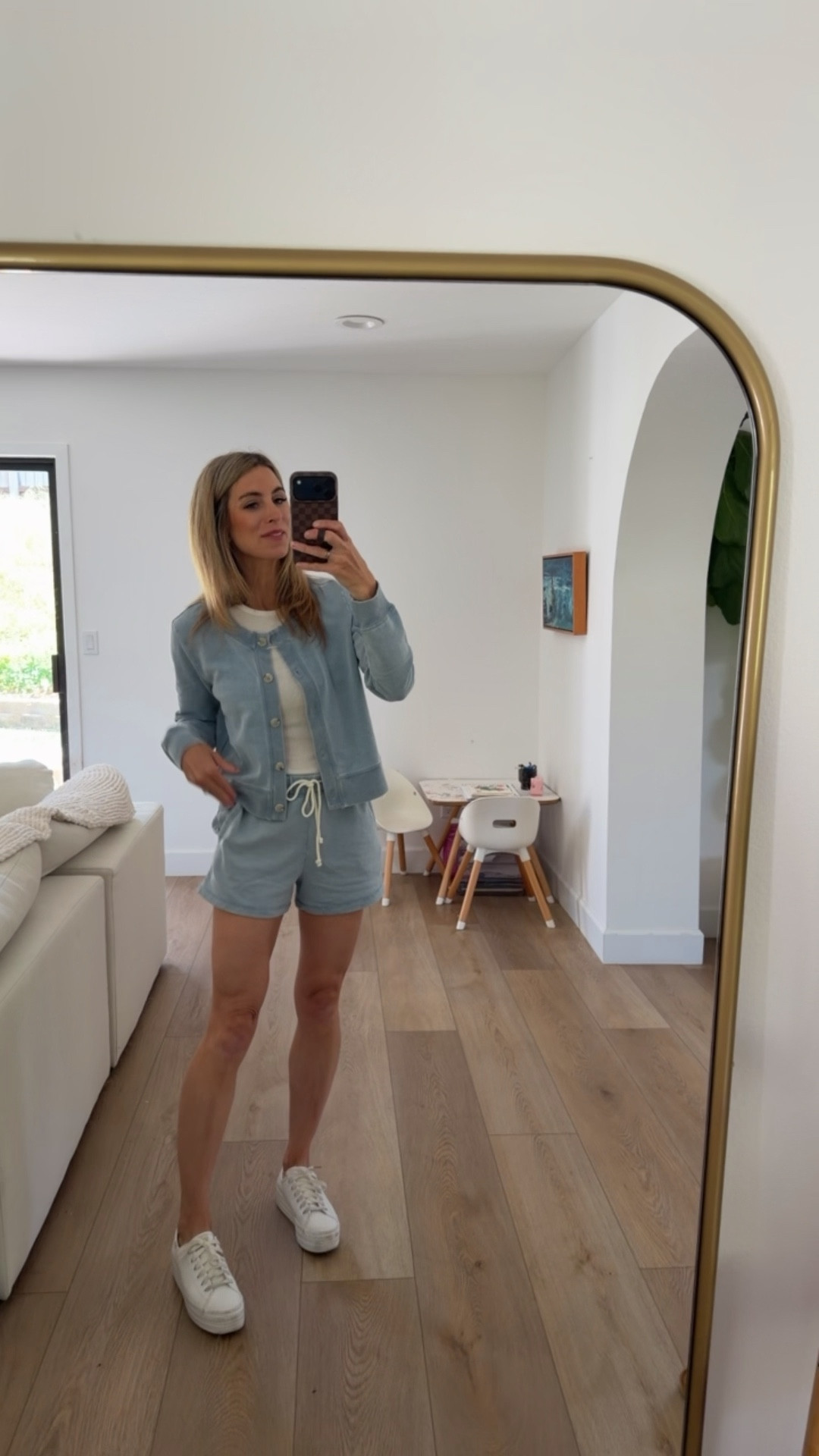 A classy little sweat set, denim style, shorts with drawstring, cardigan style, white tennis shoes, mom outfit, travel outfit, errands

Once again. Obsessed with @zsupplyclothing options! 

#LTKgrwm #LTKOver40 #LTKTravel