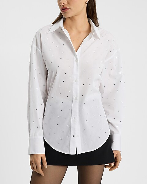 Embellished Boyfriend Portofino Shirt | Express