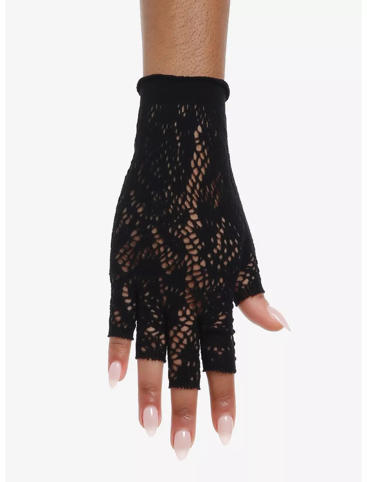 Black Lace Panel Fishnet Fingerless Gloves | Hot Topic