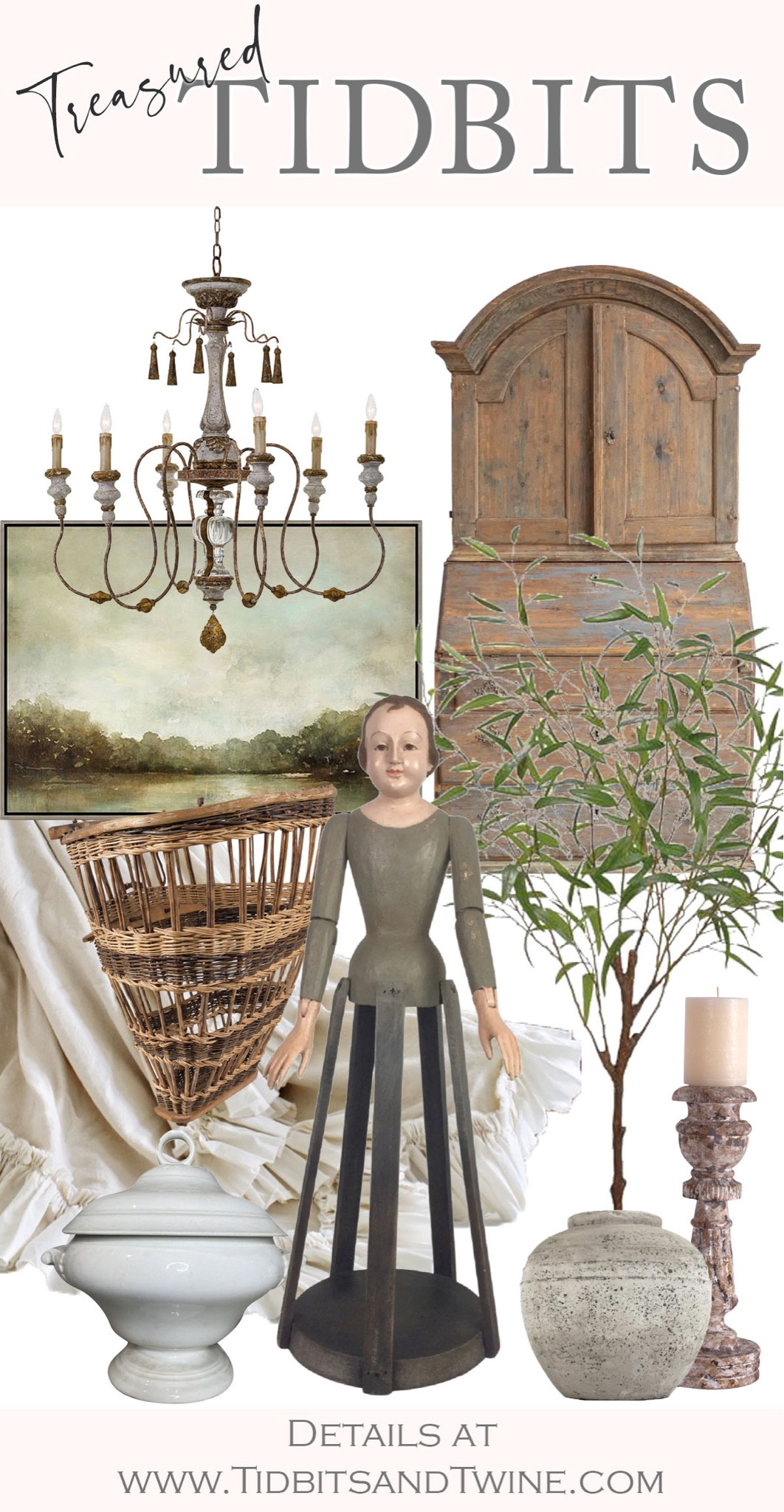 French antique, pine hutch, santos doll, French county chandelier, ruffle throw, French candlestick, home decor, curated decor

#LTKstyletip #LTKhome #LTKFind