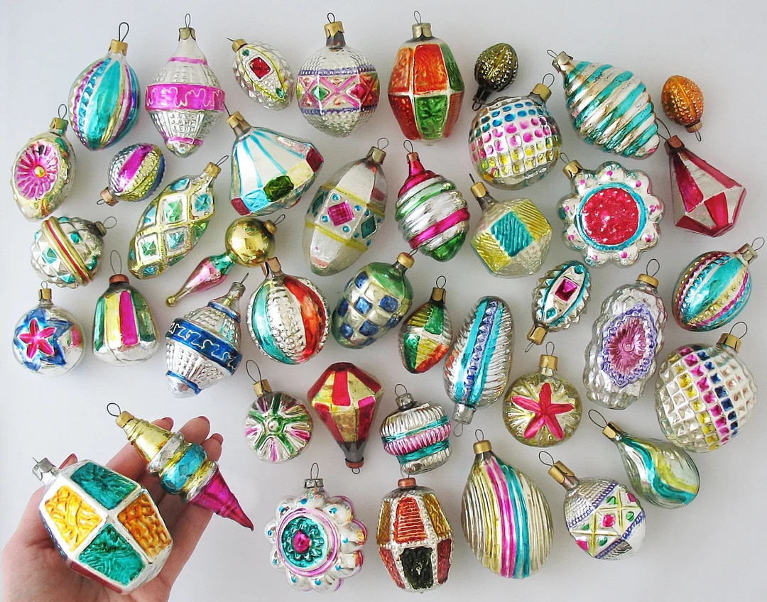Glass Vintage 50-s Retro Christmas Tree Ornaments - Etsy | Etsy (US)