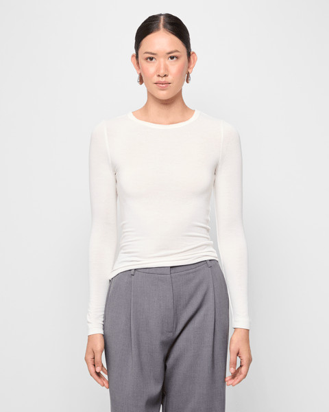 Long Sleeve Luxe Layering Crew Knit Top - Preview - Tofu | Target AU