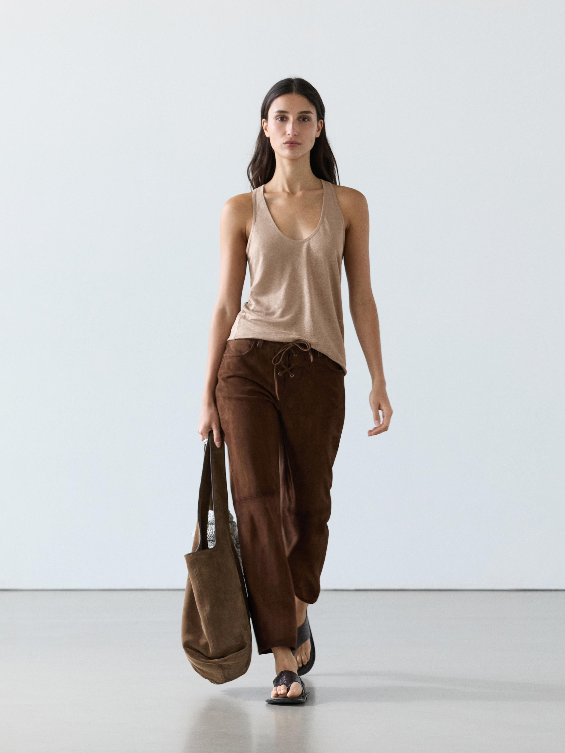 100% linen strappy top | Massimo Dutti UK