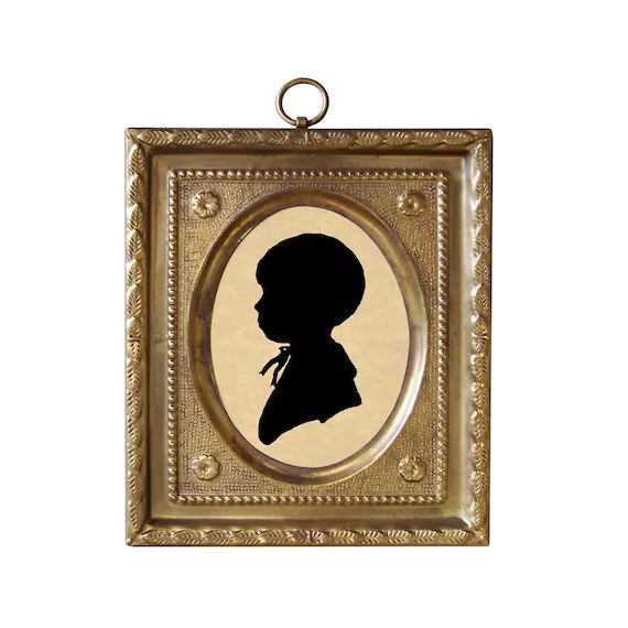 4-1/2" Miniature Silhouette of Boy by Peale in Embossed Brass Frame- Antique Vintage Style | Etsy (US)