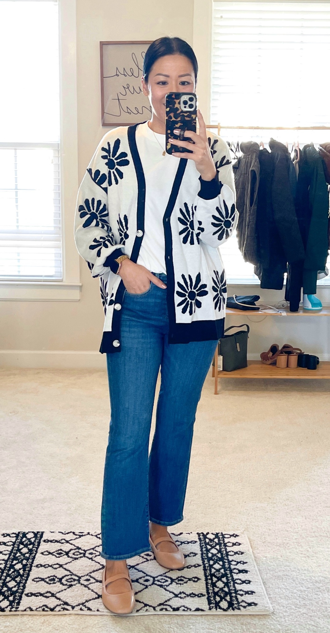 Size XS tee
Size small cardigan
Size 27 jeans
Flats are true to size 

Fall outfit


#LTKOver40 #LTKStyleTip #LTKSaleAlert