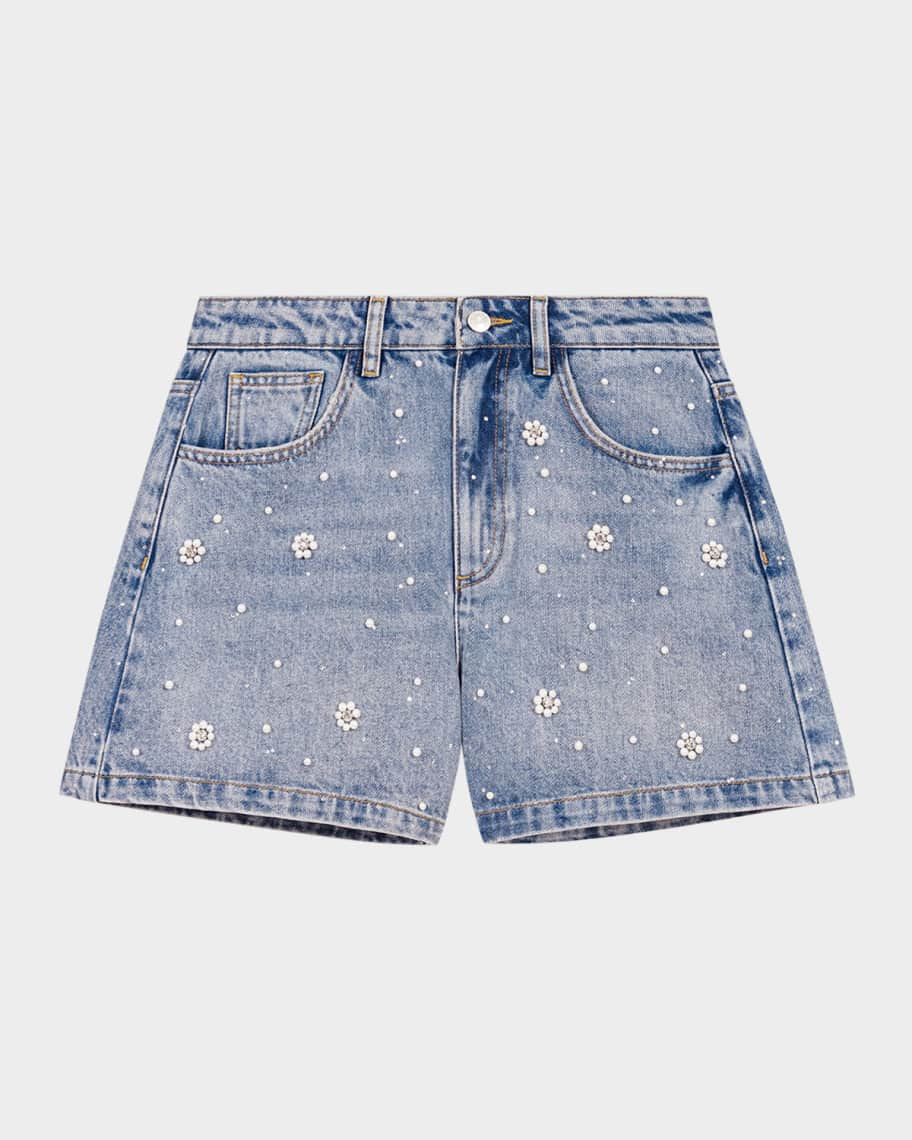 Maje Icarla Embellished Denim Shorts | Neiman Marcus