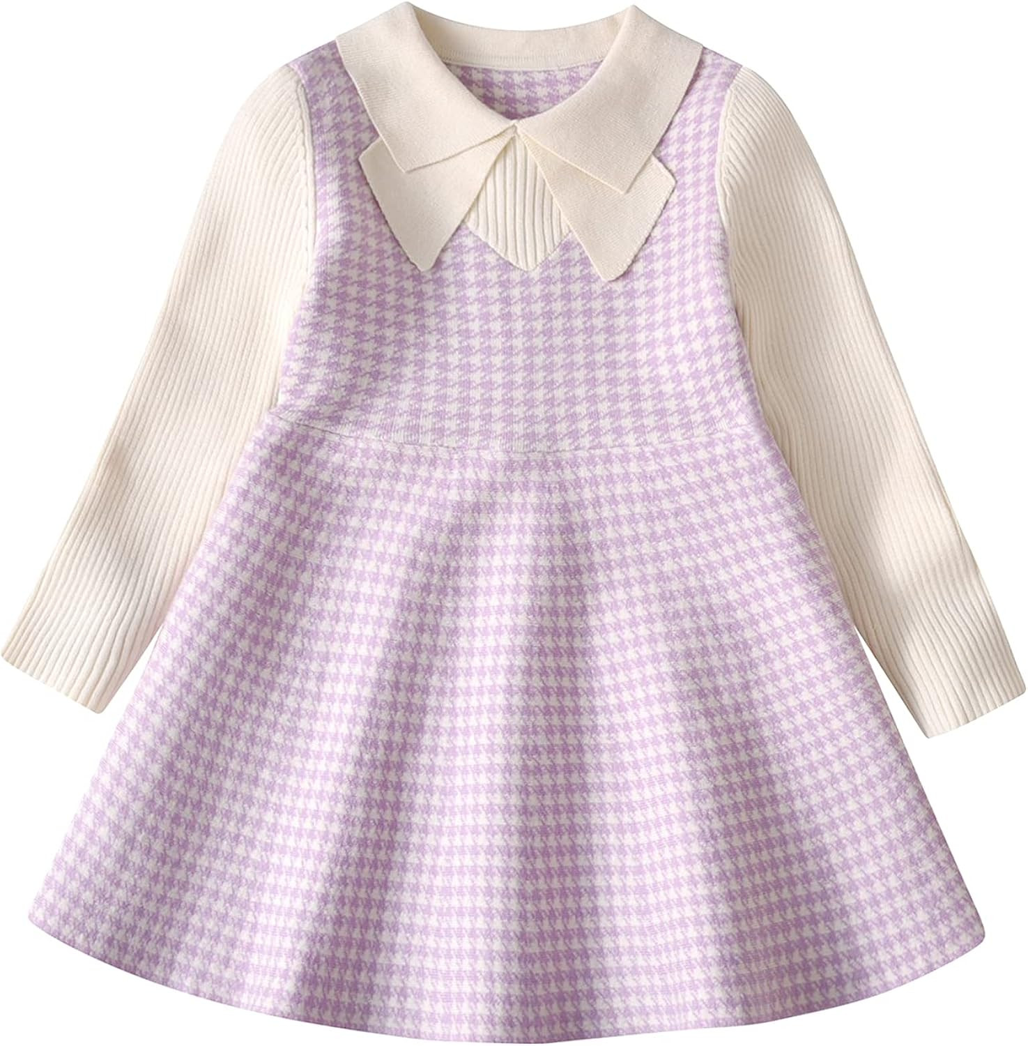 Opocos Girls Knitted Sweater Dress Cute Long Sleeve Pullover Dresses | Amazon (US)