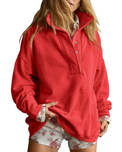 Gacaky Sweatshirt for Women Oversized Henley Neck Pullover Top Fall Outfits | Amazon (US)