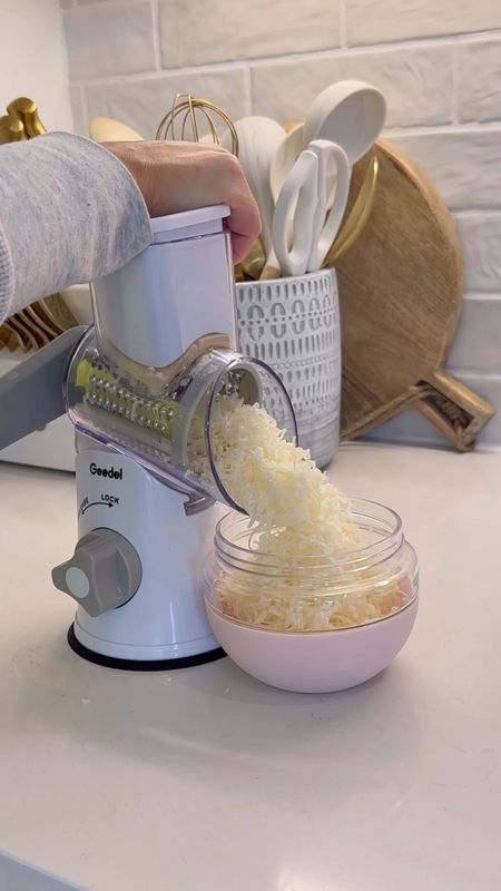 Viral Cheese Grater! This one is such great quality, has multiple attachments + the cheese tastes so much more fresh than the pre shredded grocery store cheese! 