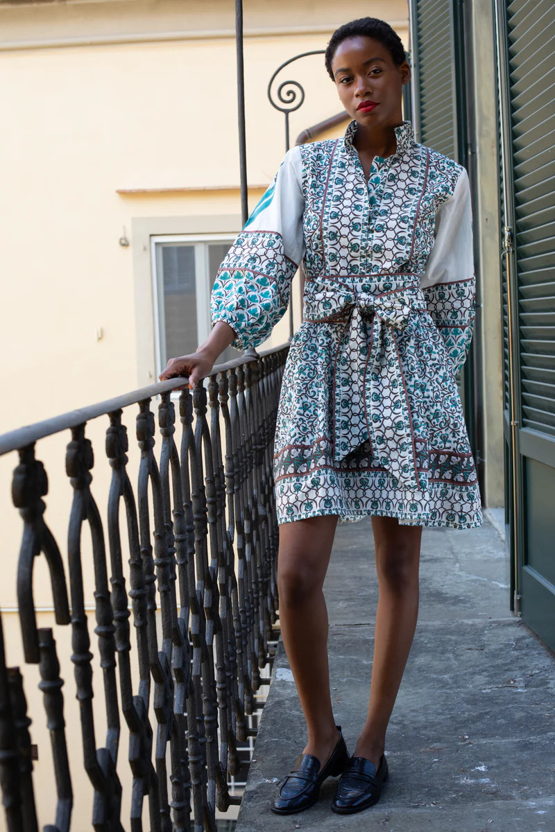 SUE SARTOR Flounce Shorty | Verdigris/Espresso Iris | SUE SARTOR