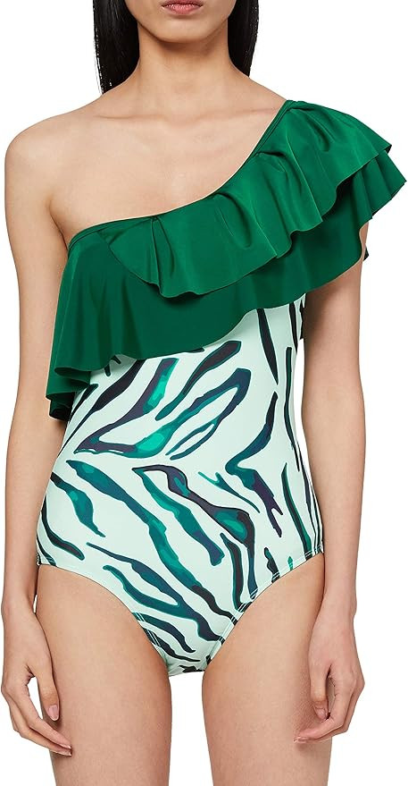Selene Women's One Piece Swimsuits One Shoulder Swimwear Asymmetric Ruffle Monokinis Bathing Suit... | Amazon (US)