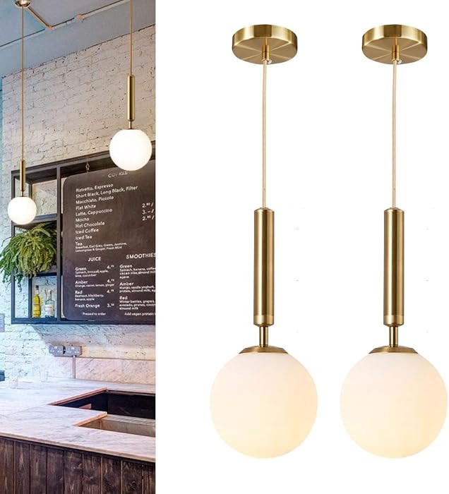 Modern Ceiling Lights Battery Operated Pendant Lights Set Of 2,Gold Battery Chandelier With Wirel... | Amazon (US)