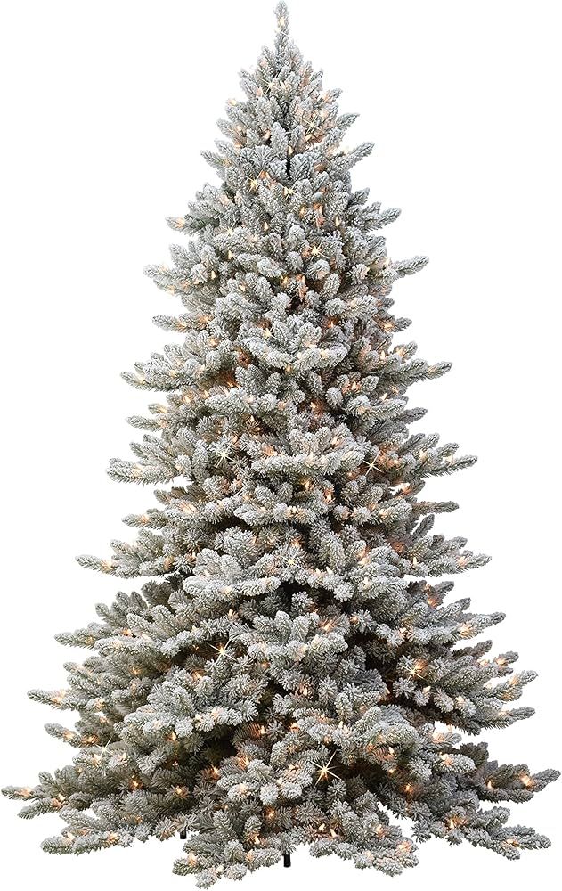 Puleo International 7.5' Flocked Royal Majestic Fir Artificial Christmas Tree with 600 Lights, Gr... | Amazon (US)
