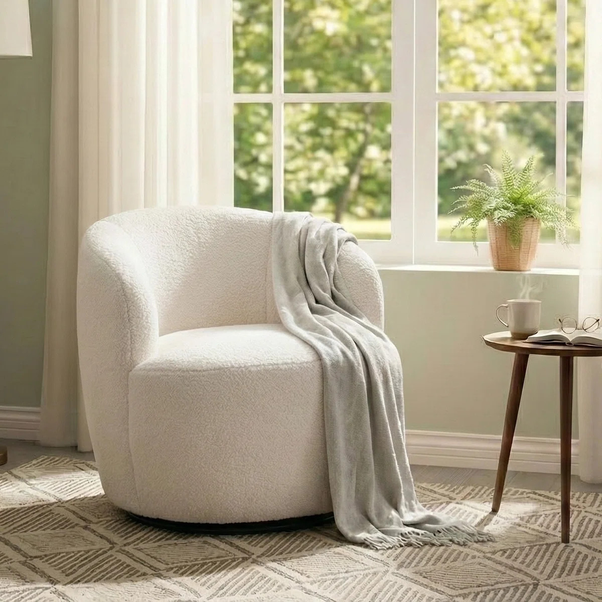 Teddy Fabric Swivel Accent Armchair Barrel Chair | Wayfair North America