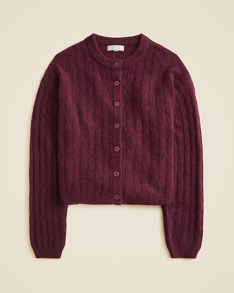 Supersoft pointelle bubble-hem cardigan | J. Crew US