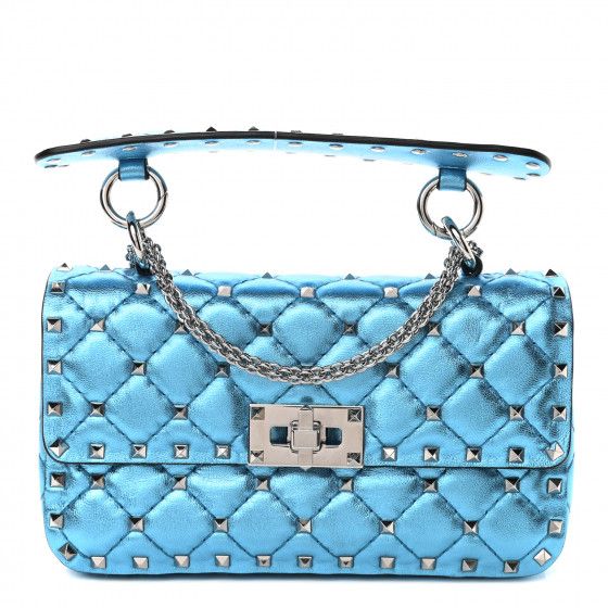 VALENTINO

Metallic Lambskin Small Rockstud Spike Shoulder Bag Slate Blue | Fashionphile