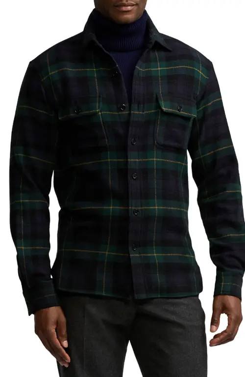 Ralph Lauren Purple Label Plaid Wool & Cashmere Flannel Button-Up Shirt in Multi at Nordstrom, Size Xx-Large | Nordstrom