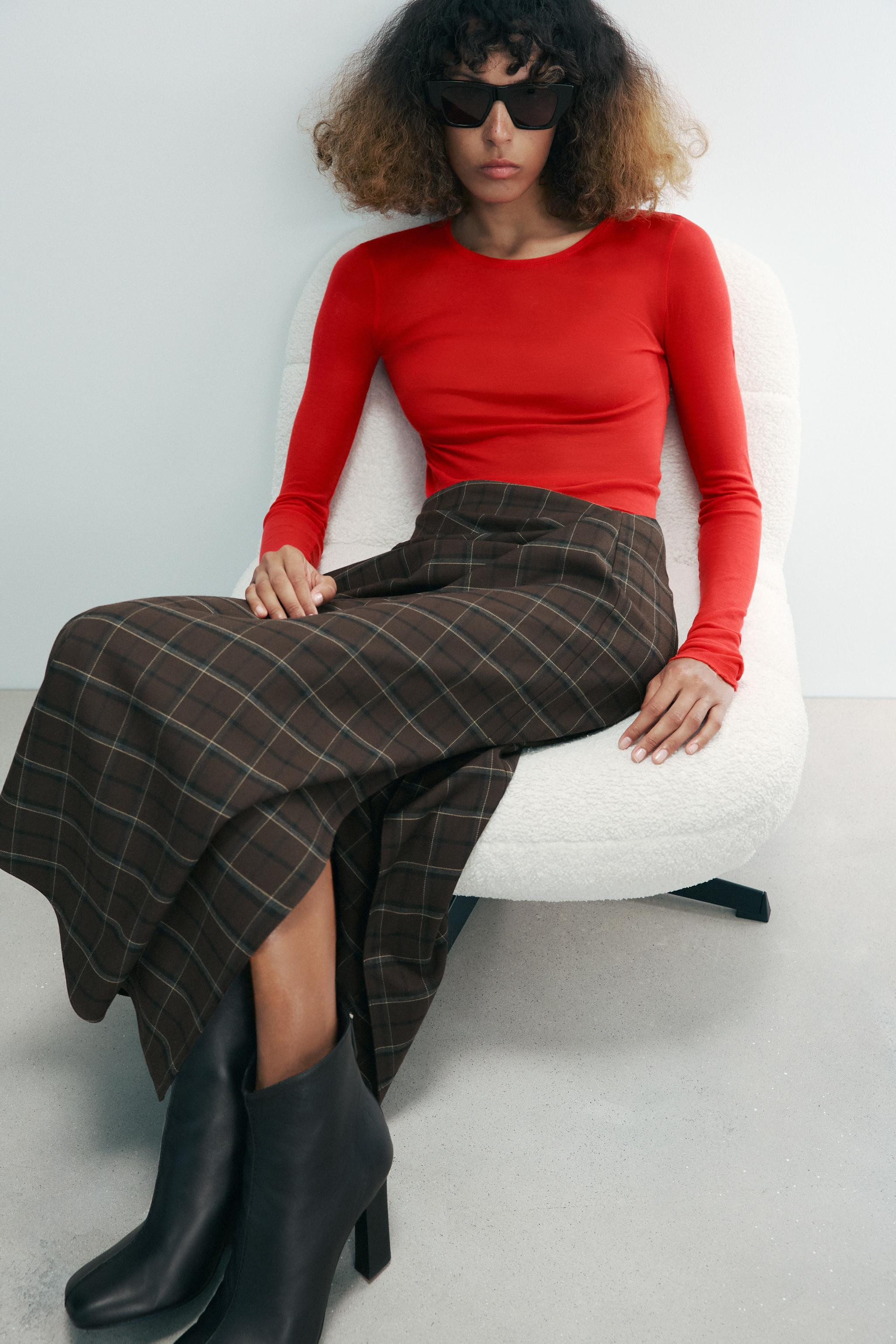 ZW COLLECTION DRAPED CHECK SKIRT | Zara UK