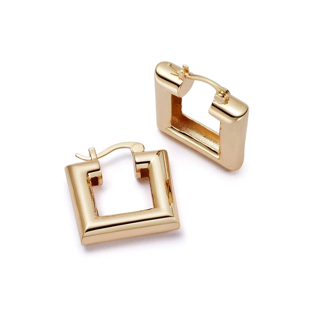 Polly Sayer Chubby Square Hoop Earrings 18ct Gold Plate | Daisy London Jewellery