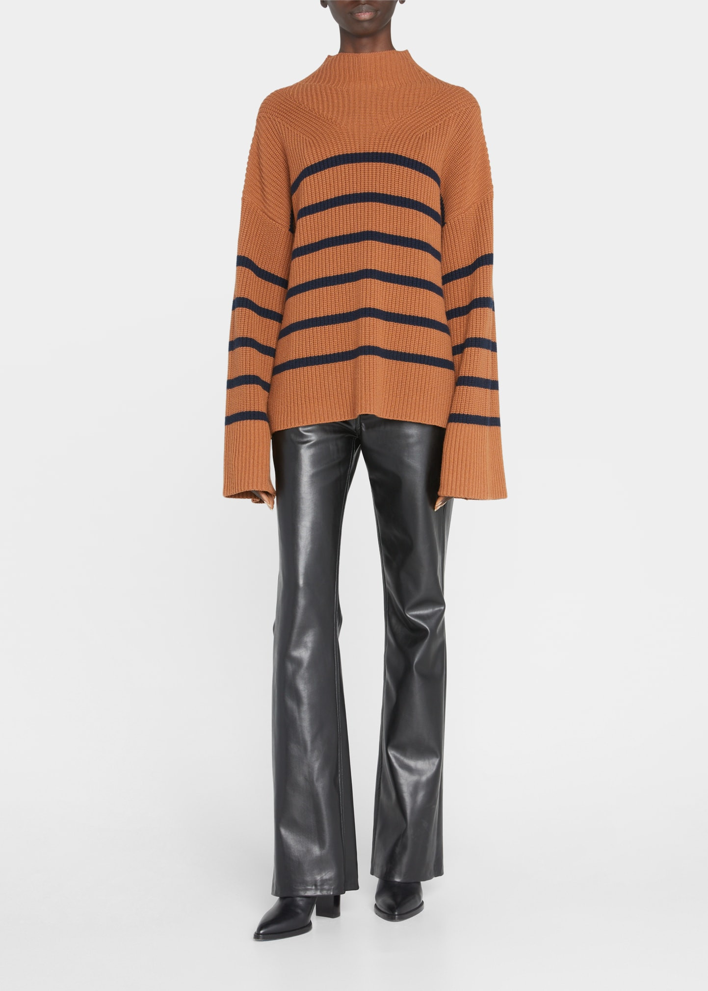 Louise Striped Merino Wool Mock-Neck Sweater | Bergdorf Goodman