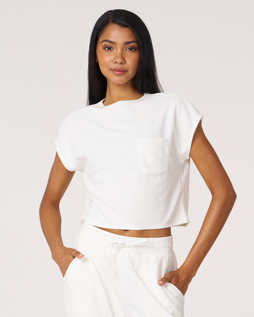 Rebody Active Retreat Pocket Waffle Tee in White at Nordstrom, Size X-Small | Nordstrom
