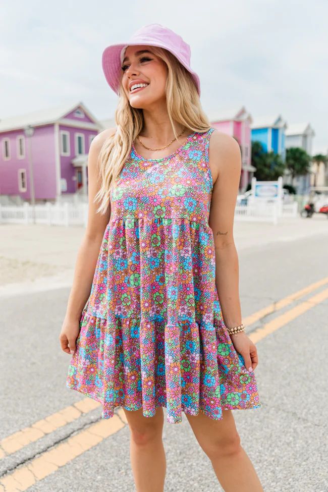 Just Thinking About You Retro Floral Dress | Pink Lily