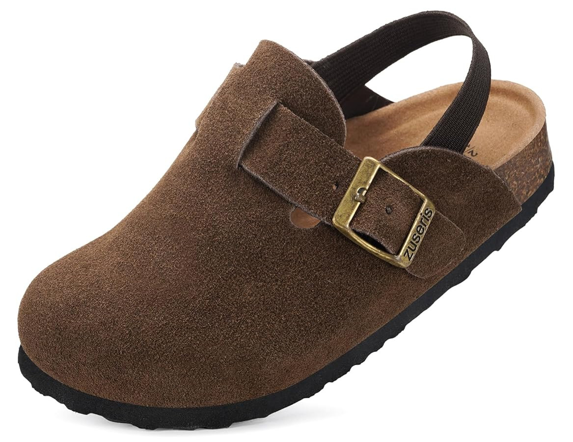 ZUSERIS Kids Suede Clogs Toddler Clogs Boys Girls Cork Footbed Sandals Potato Shoes Leather Slip ... | Amazon (US)