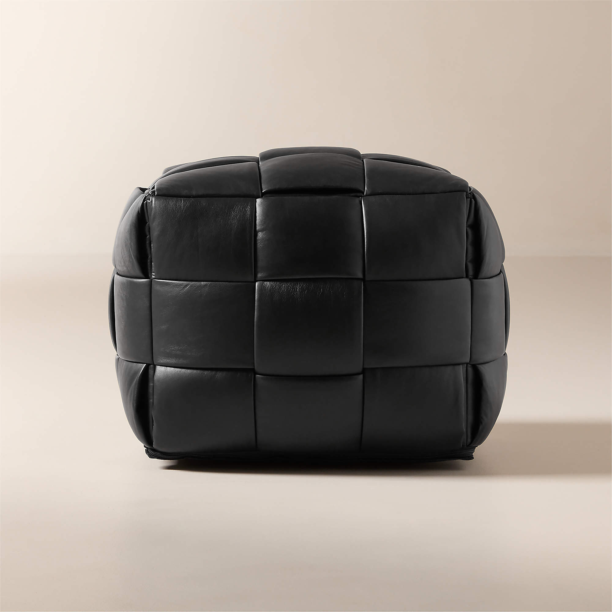 Jabas Black Woven Leather Pouf + Reviews | CB2 | CB2
