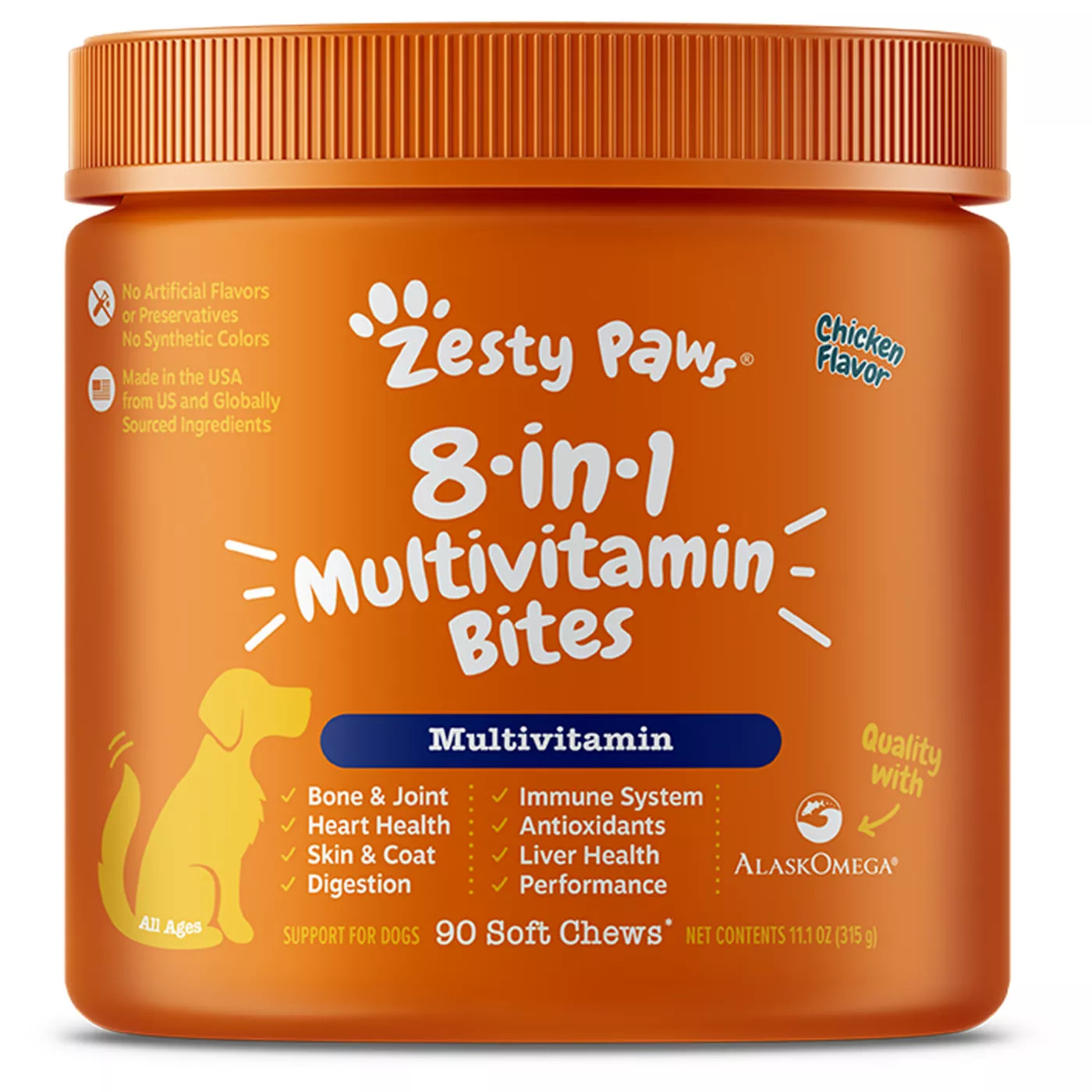 Zesty Paws 8-in-1 Multivitamin Bites for Dogs - Chicken Flavor - 90 Ct | PetSmart